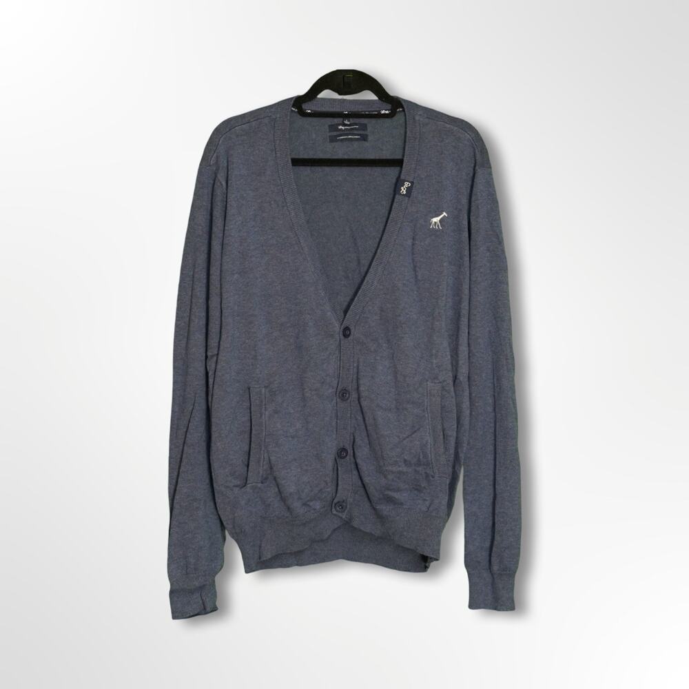 LRG Core Collection Cardigan Mens L Navy Heather Knit Button Front